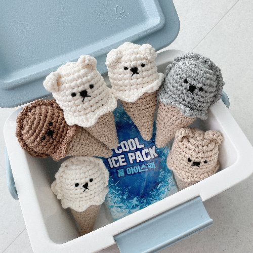 몽프렌즈 아이스크림 뜨개 장난감(삑삑이)